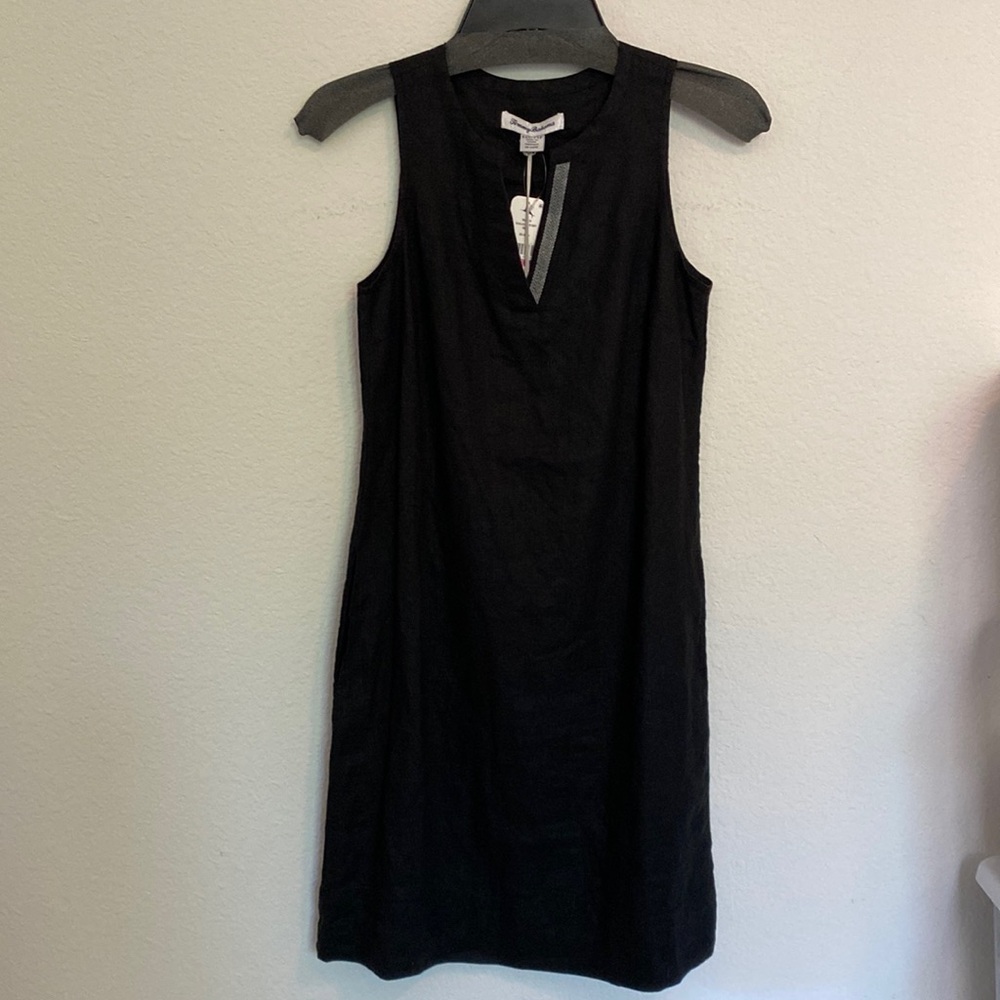 NWT Tommy Bahama Seaglass linen shift dress, black, size XXS